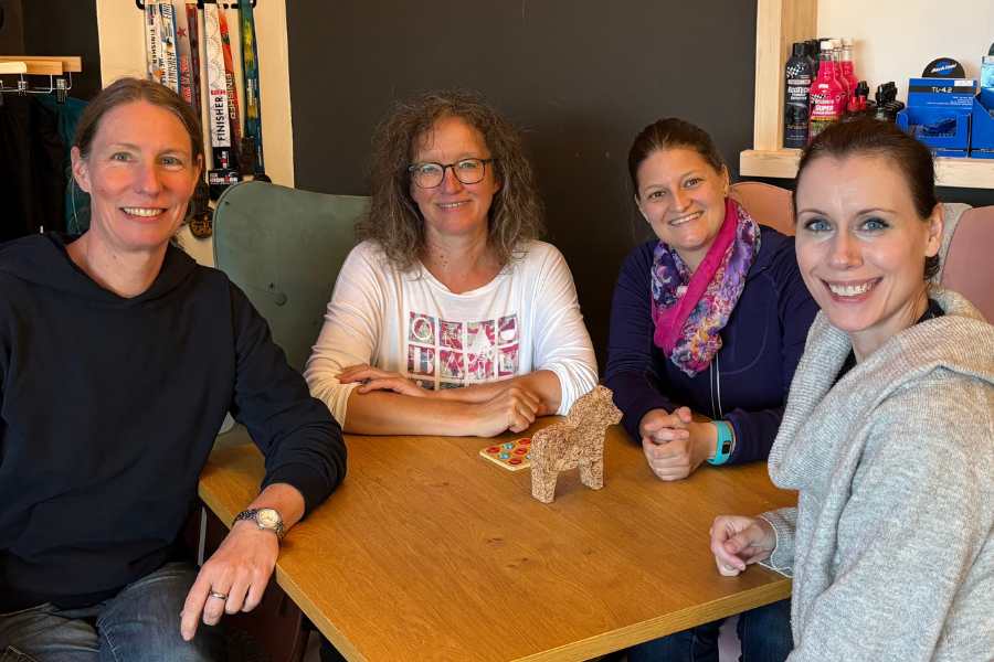 TCS-Treffen im EnergyLab in Farchant: Birgit Rotter, Ilke Paul, Sibylle Meier und Stefanie Seher