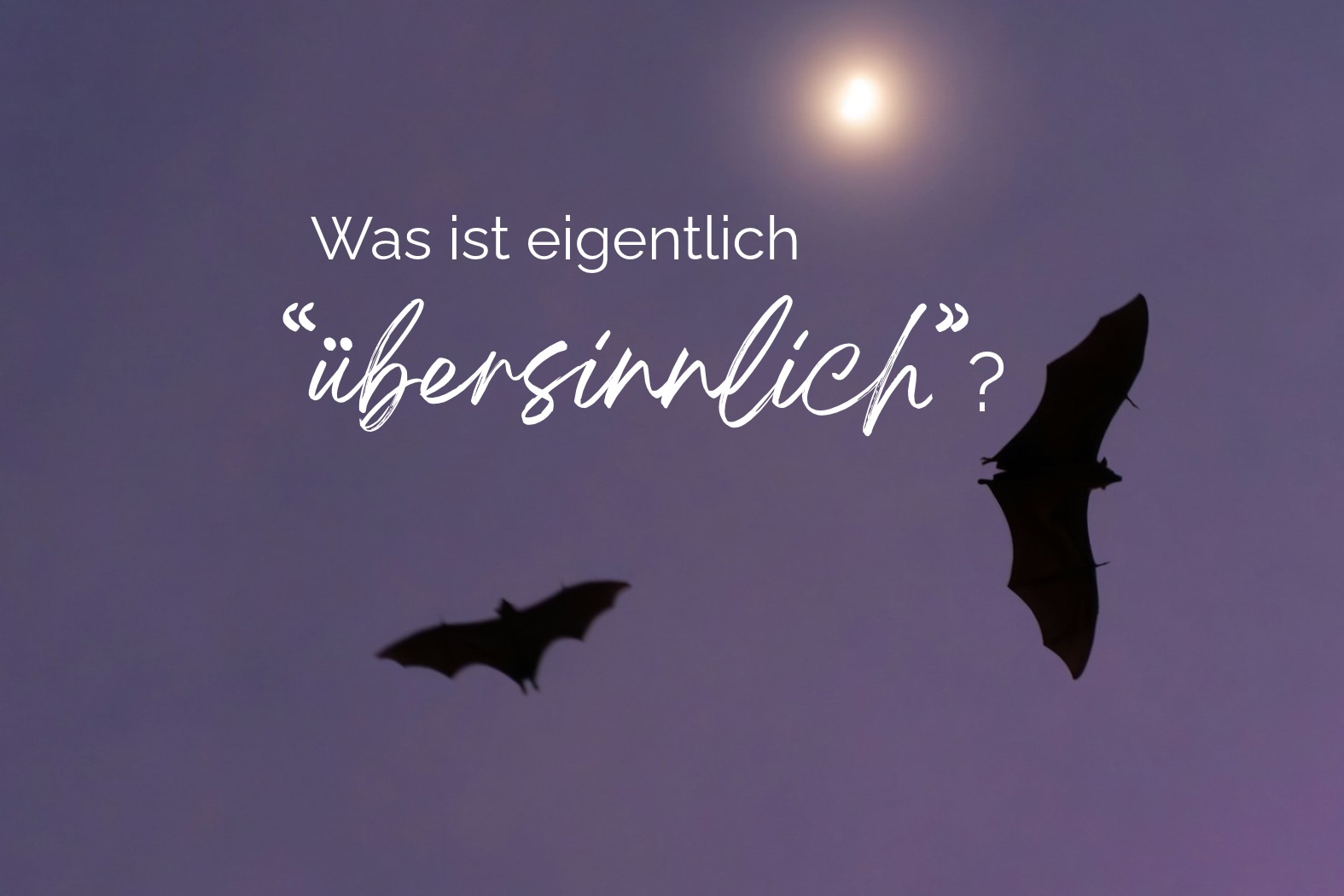 Fledermäuse am Himmel in der Dämmerung, Schriftzug: Was ist eigentlich "übersinnlich"?
